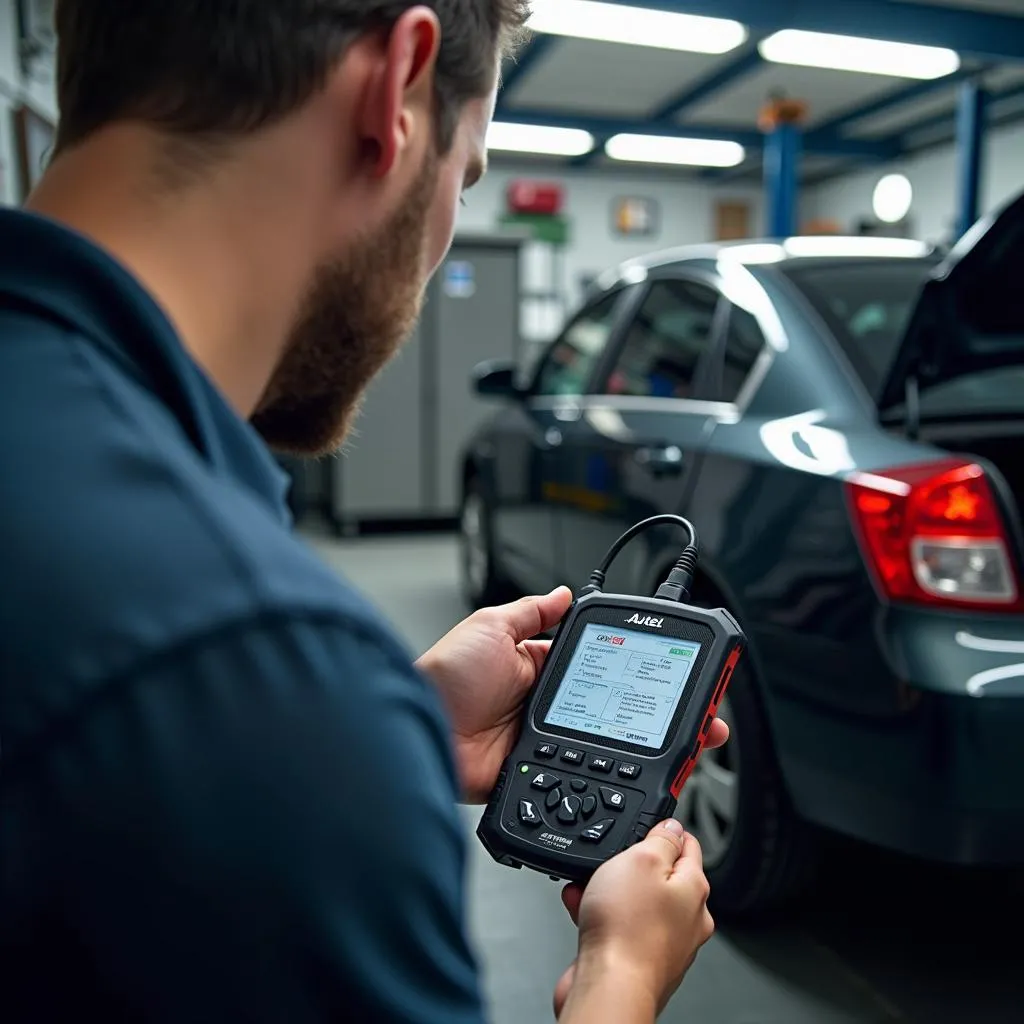 Mécanicien utilisant Autel au garage