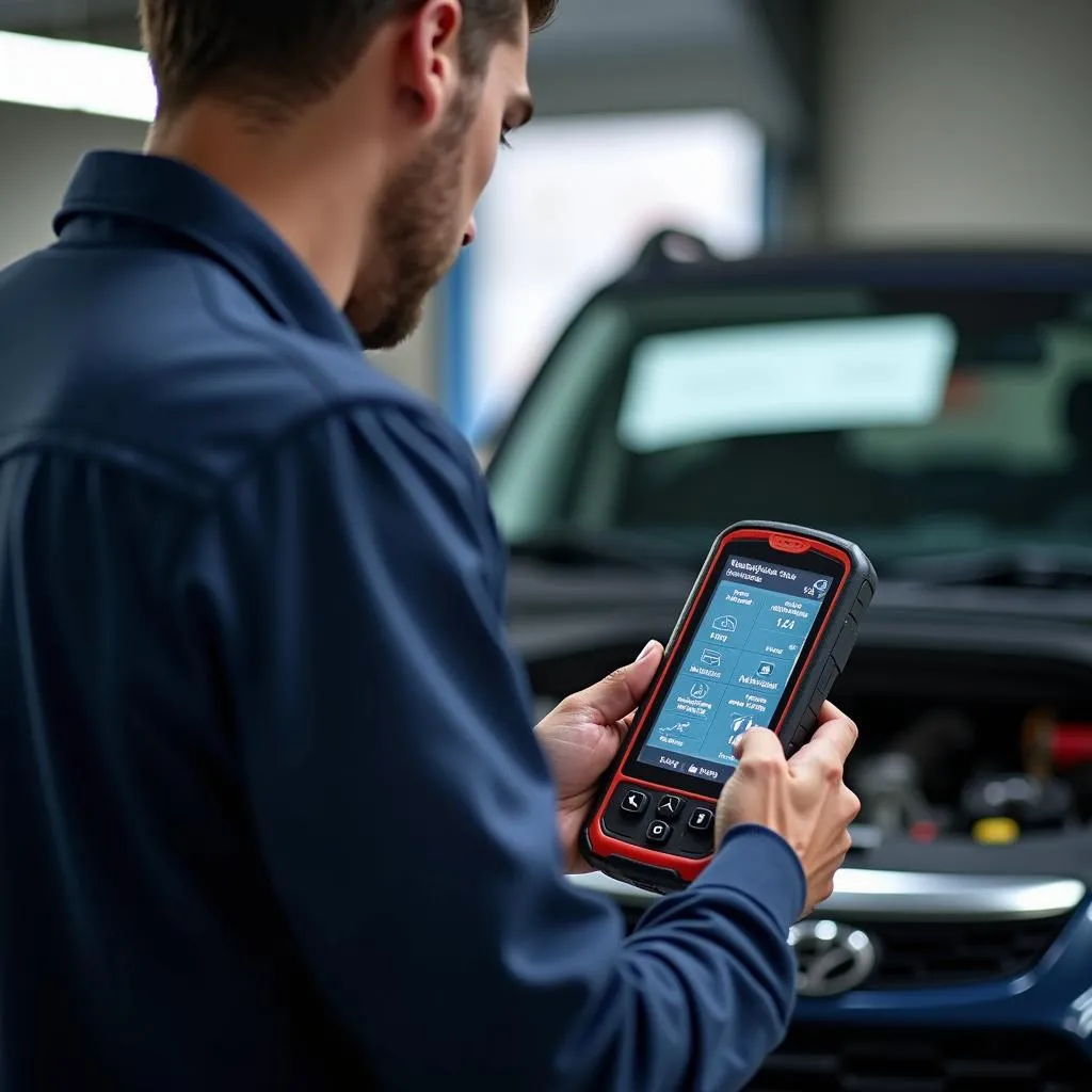 Mécanicien effectuant un diagnostic automobile