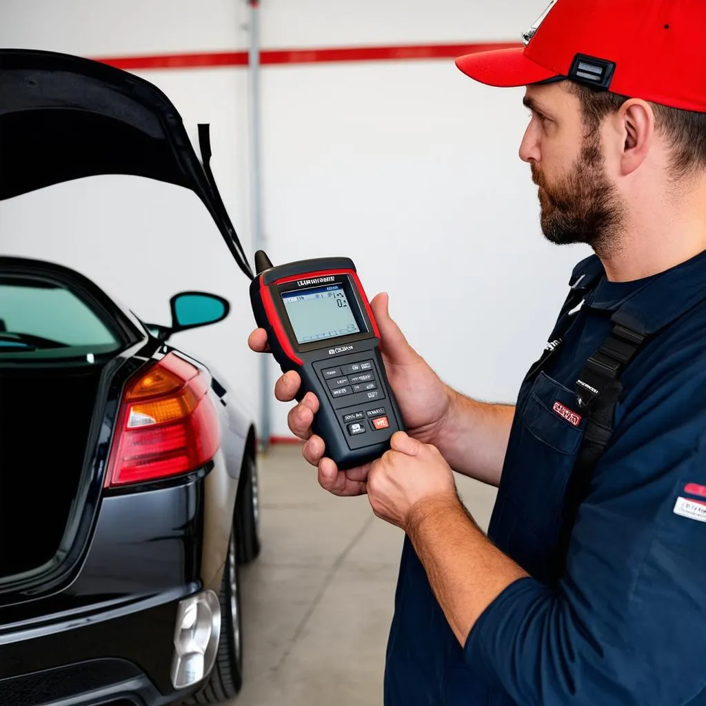 Mécanicien utilisant un scanner OBD2