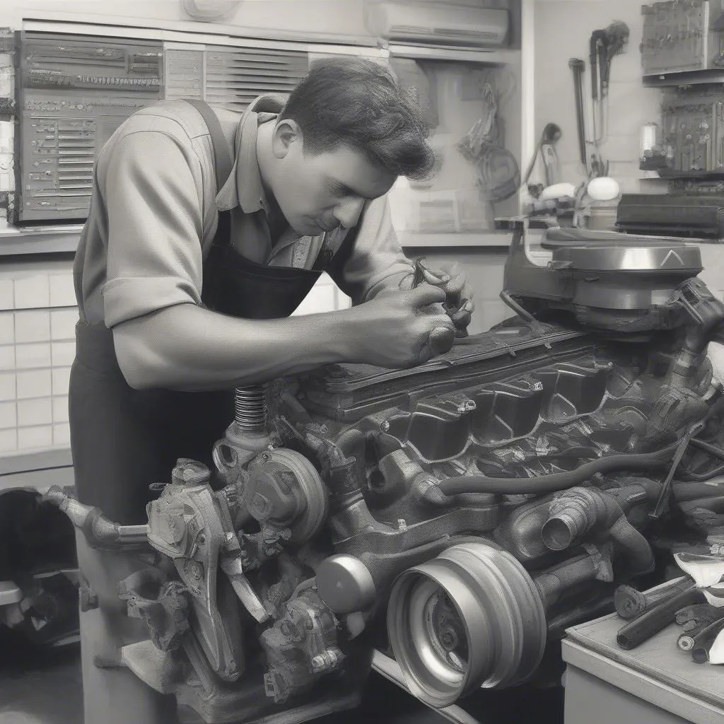 Mécanicien réparant une voiture