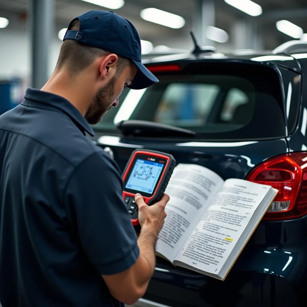 Mécanicien Utilisant Autel pour Diagnostiquer Problème de Voiture