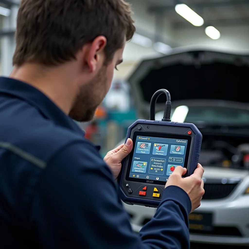 Mécanicien utilisant CNH EST