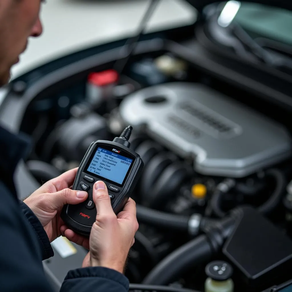 Mécanicien Utilisant un Lecteur OBD II