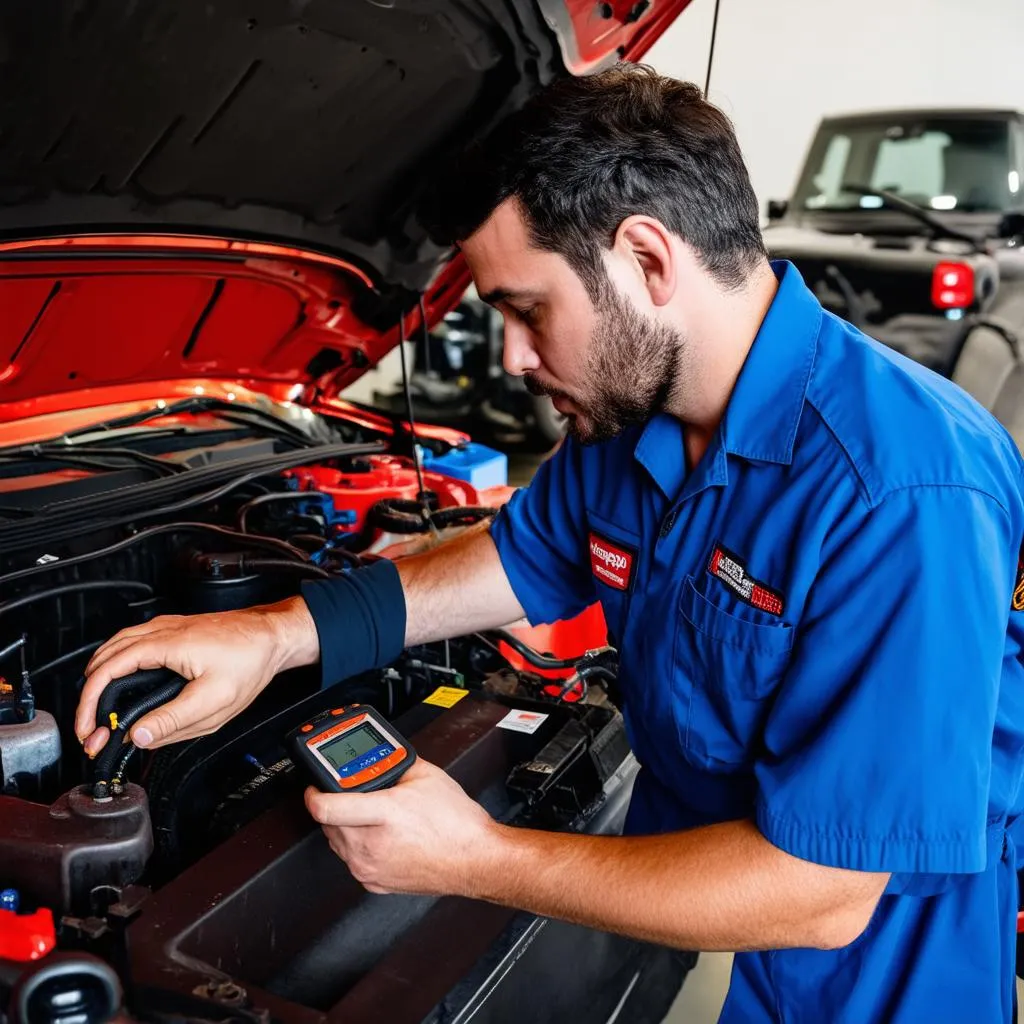 Mechanic Checking Car Diagnostics