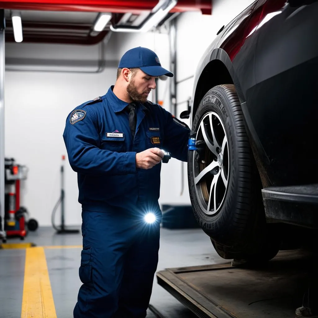 Mechanic Checking Tires