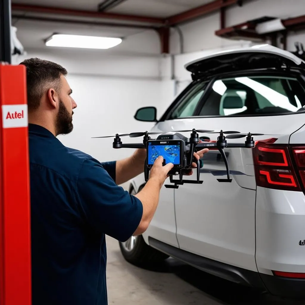 Mechanic Using Autel Drone