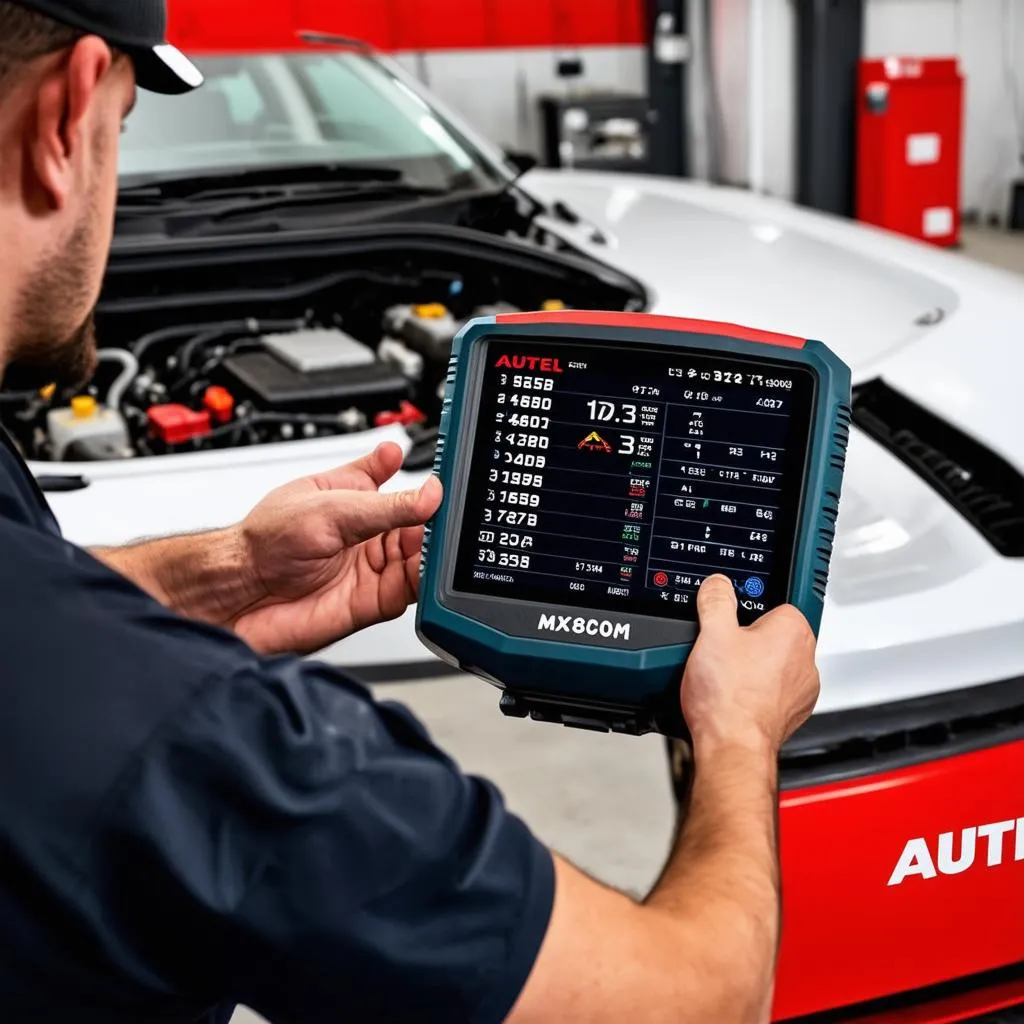 Mechanic Using Autel MaxiCOM MK808K-BT