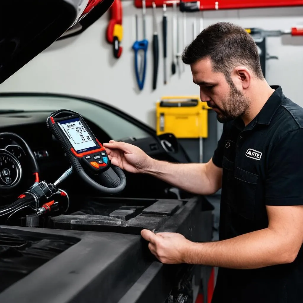 Mechanic using Autel Scanner