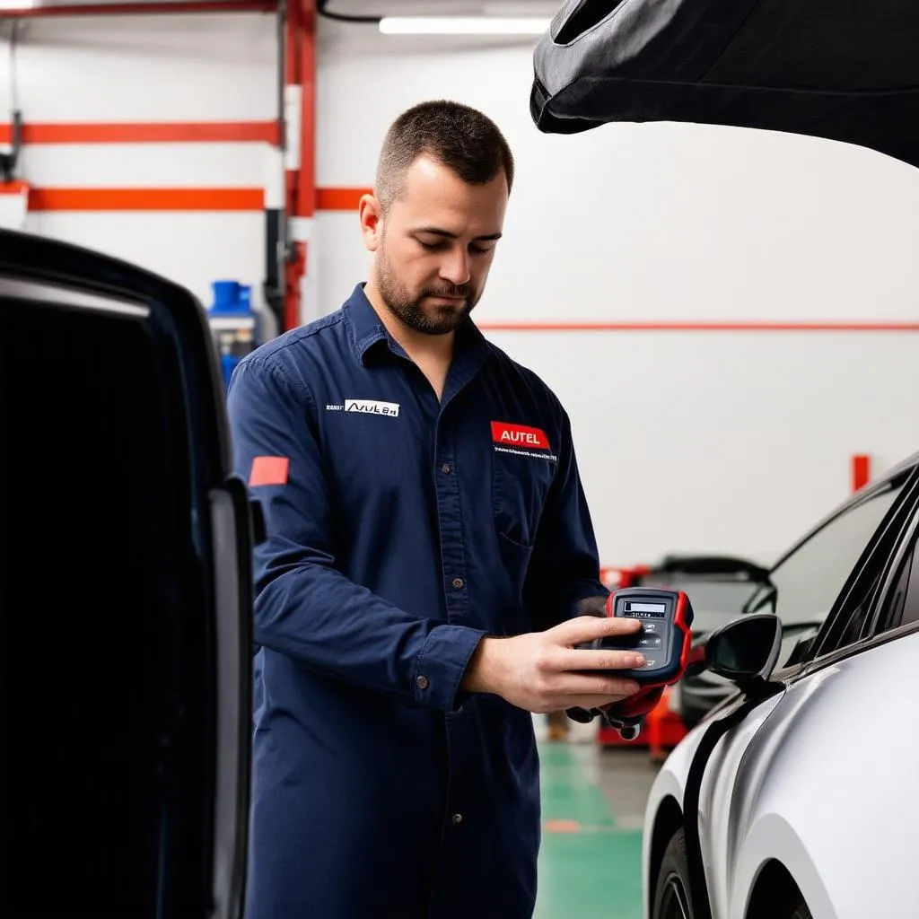 Mechanic Using Autel Scanner