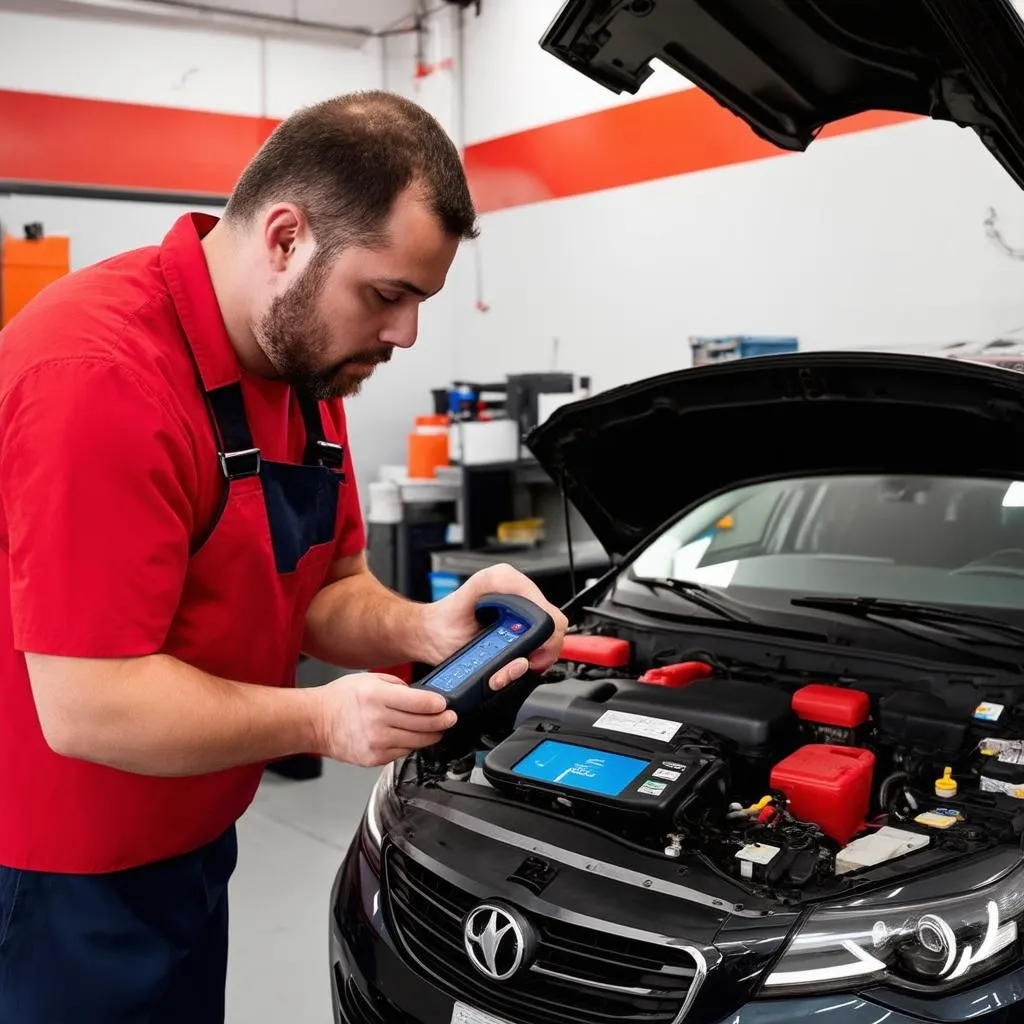 Mechanic using Autel Scanner