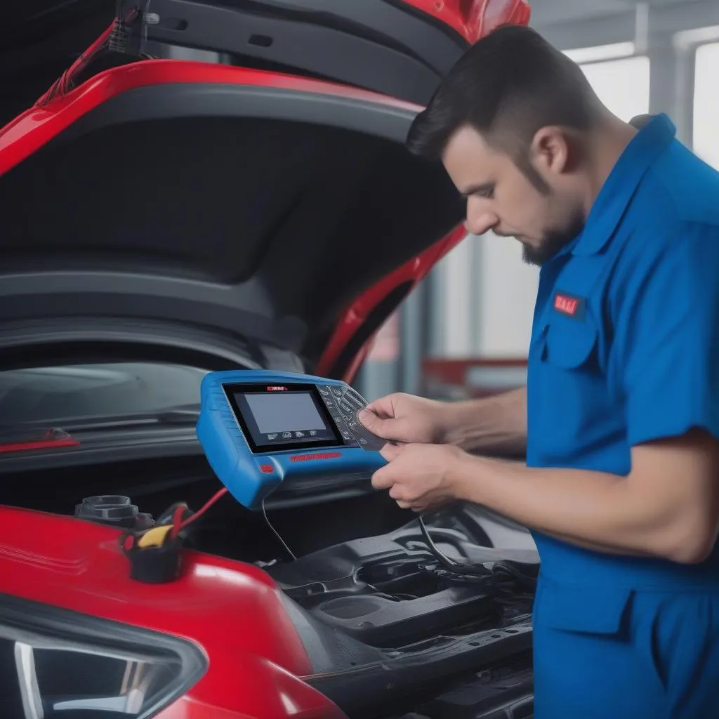 Mechanic using Autel Scanner