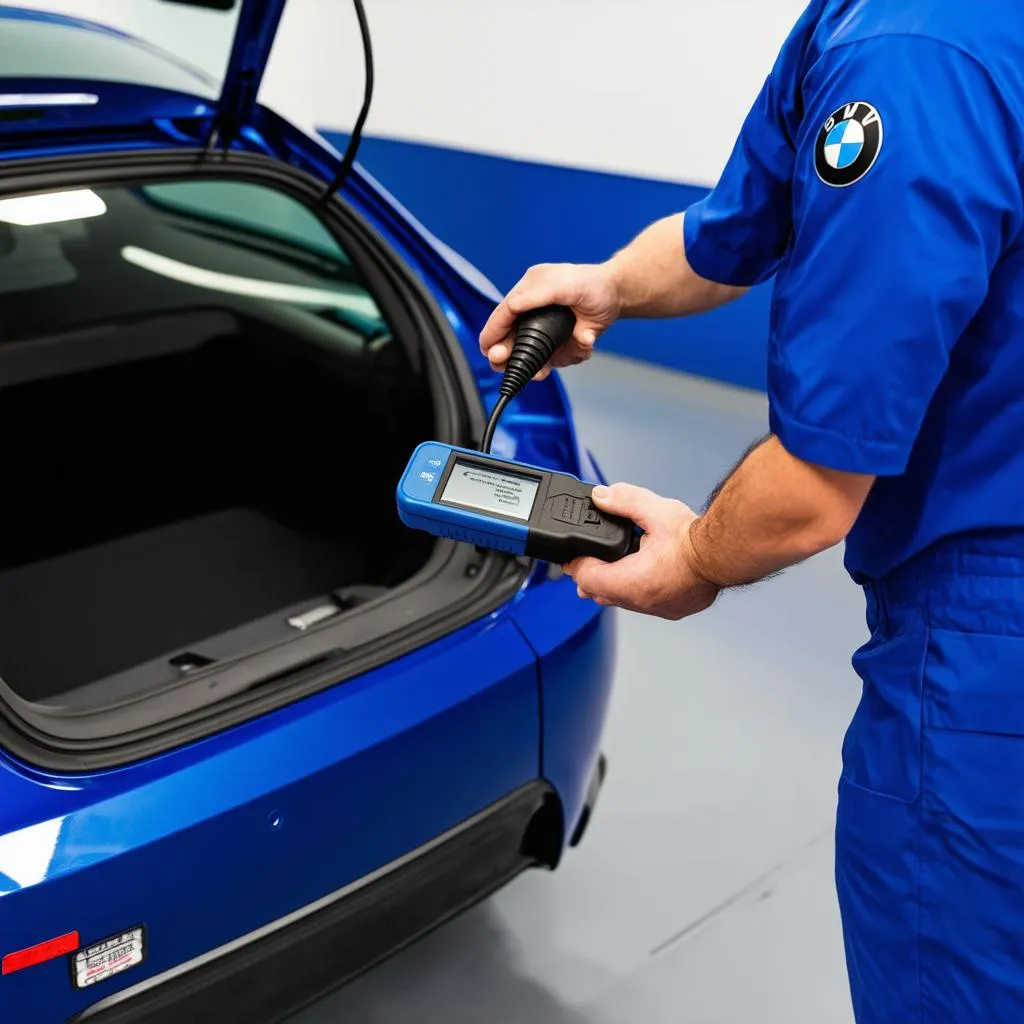 Mechanic using OBD Scanner