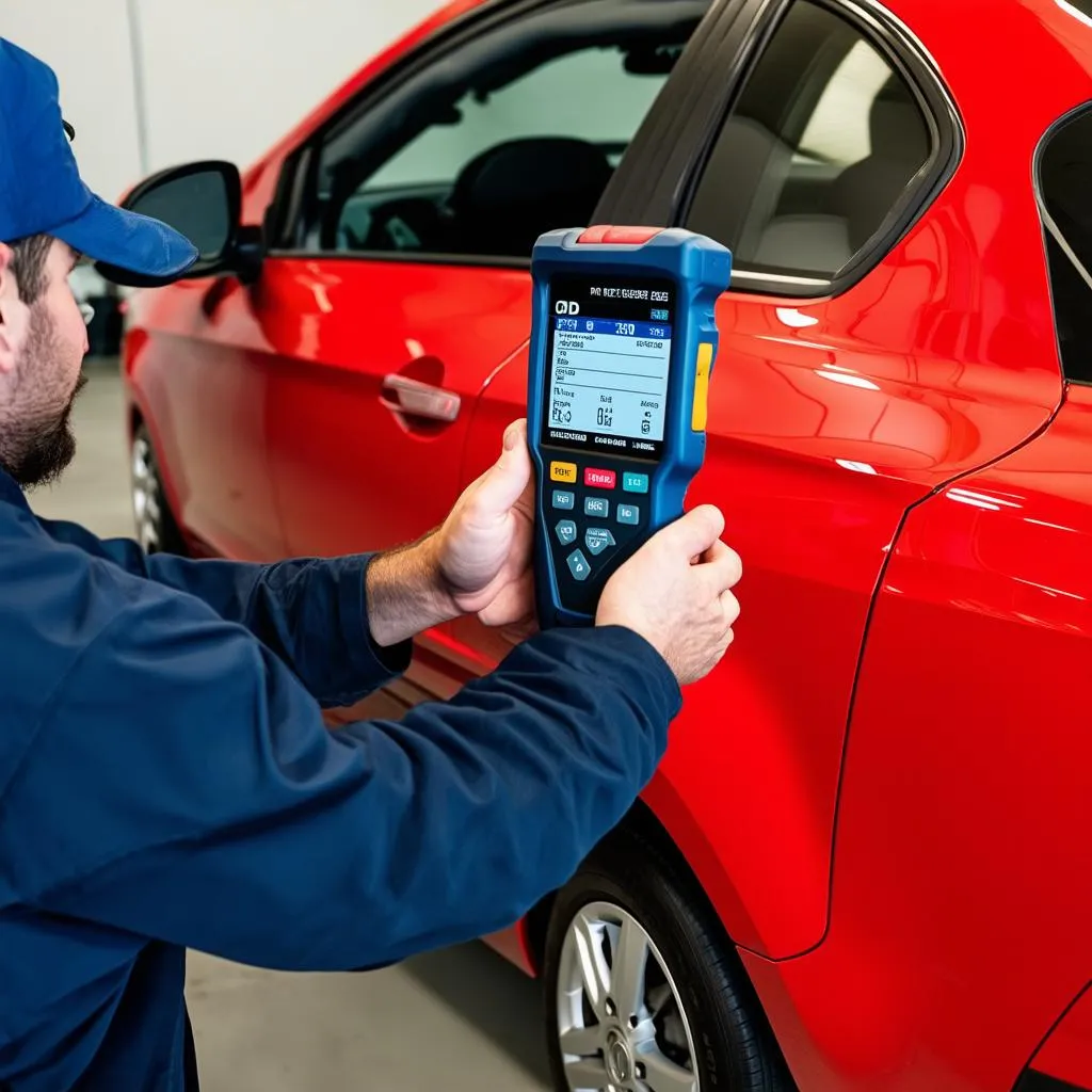 Mécanicien utilisant un scanner OBD