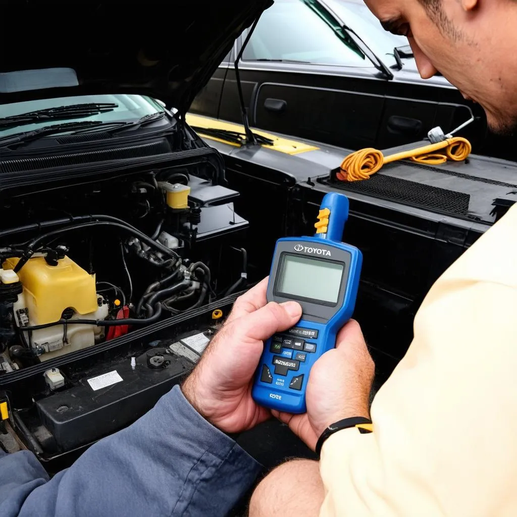 Mécanicien utilisant un scanner OBD