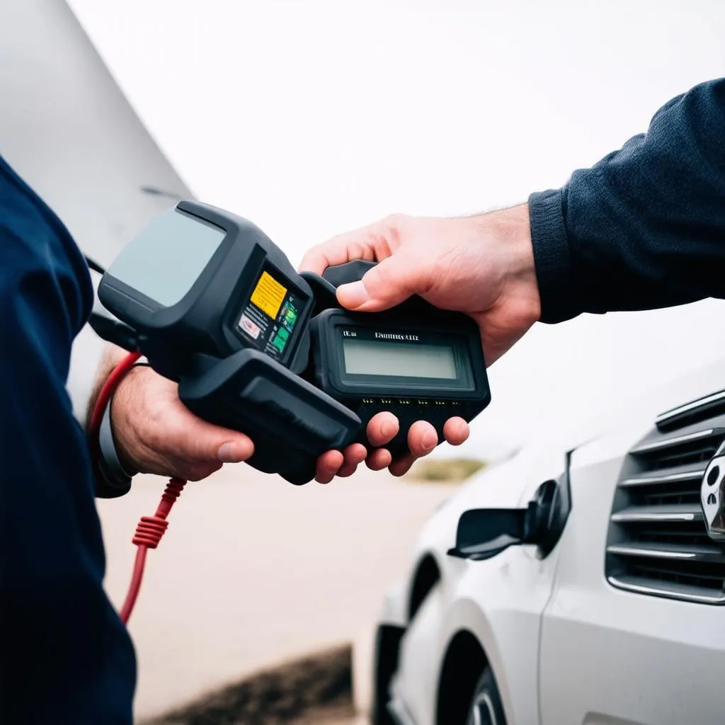 Mechanic using OBD Scanner