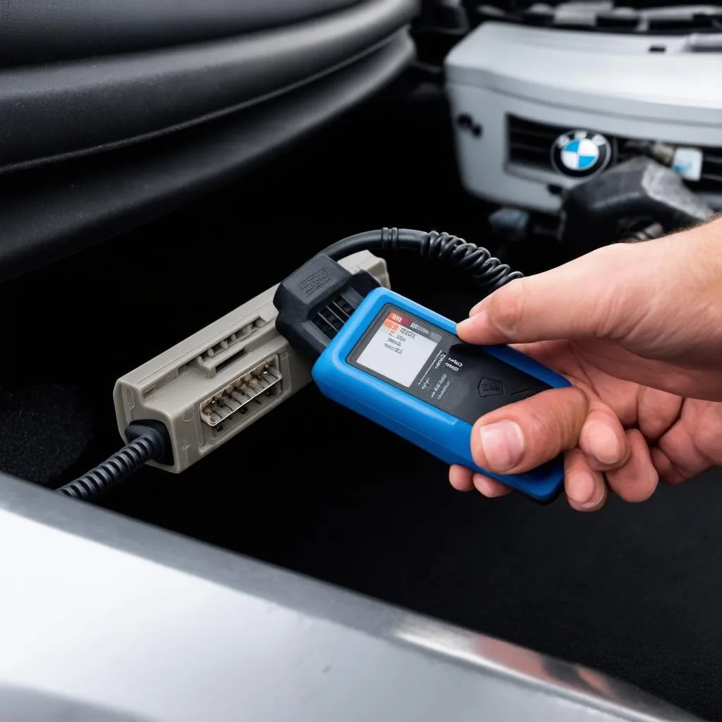 Mécanicien utilisant un scanner OBD