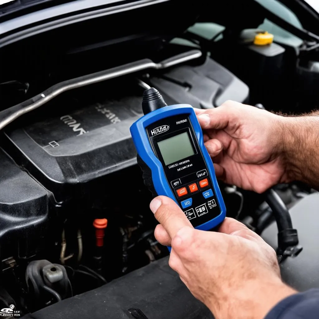 Mécanicien utilisant un scanner OBD