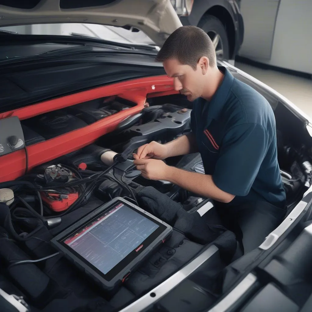 Mécanicien utilisant le Snap-on Modis Ultra