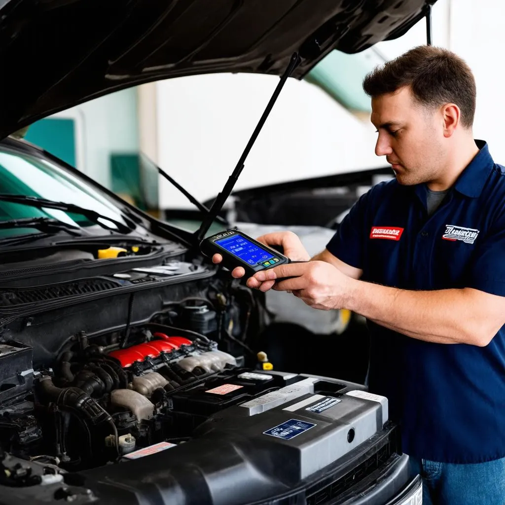 Mécanicien travaillant sur une voiture