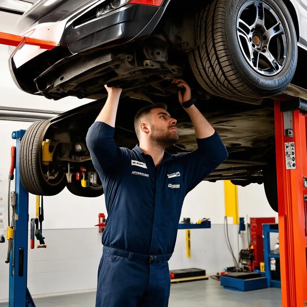 Mécanicien travaillant sur une voiture