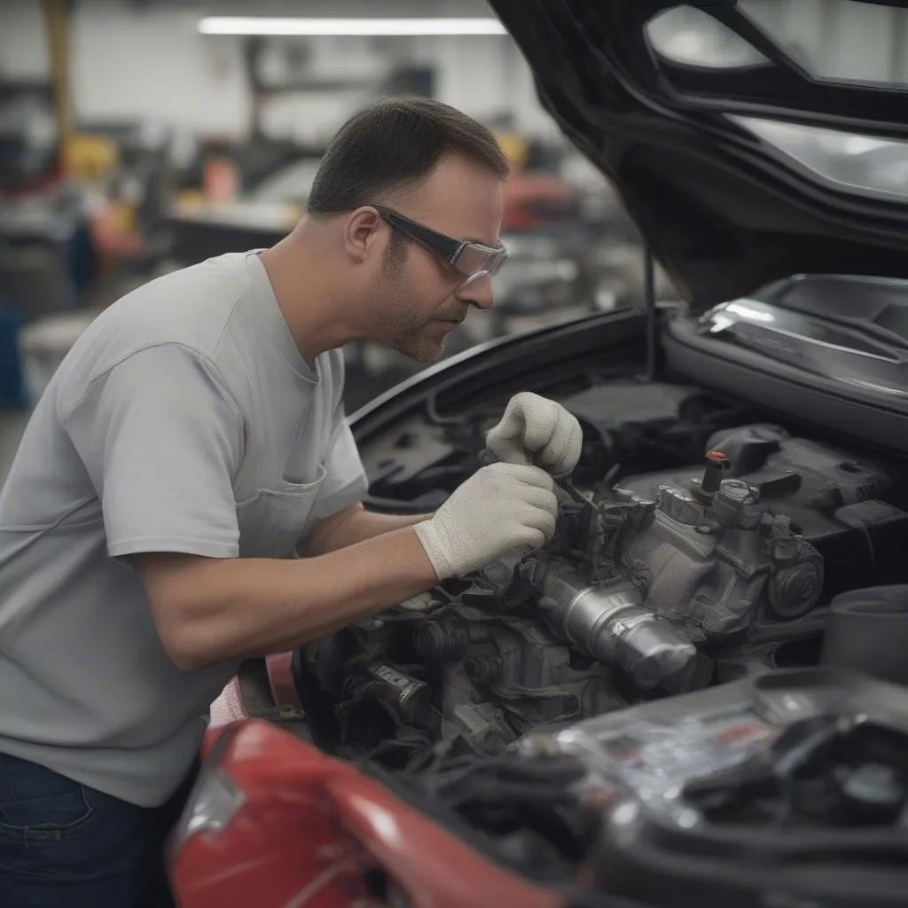 Mechanic Working on Honda Civic