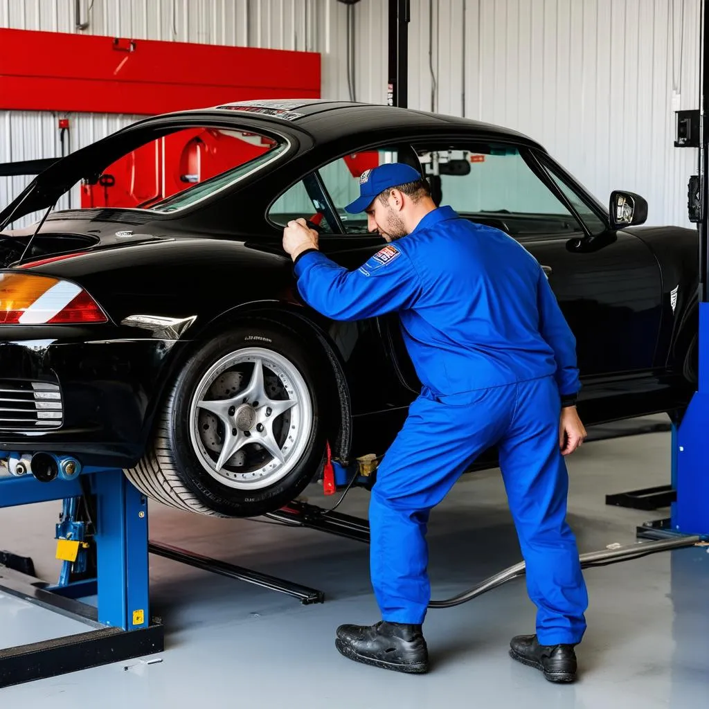 Mechanic Working on Sports Car