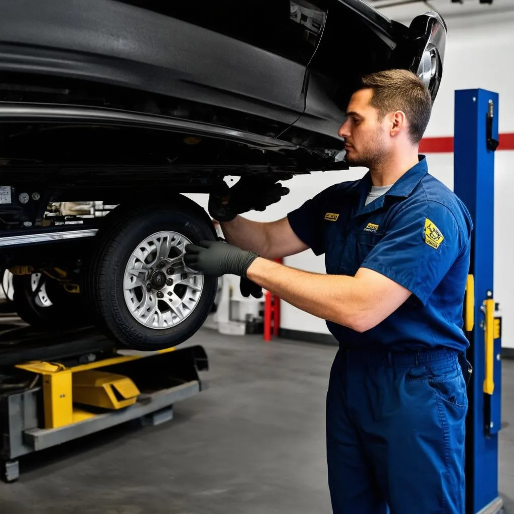 Mechanic Fixing Car