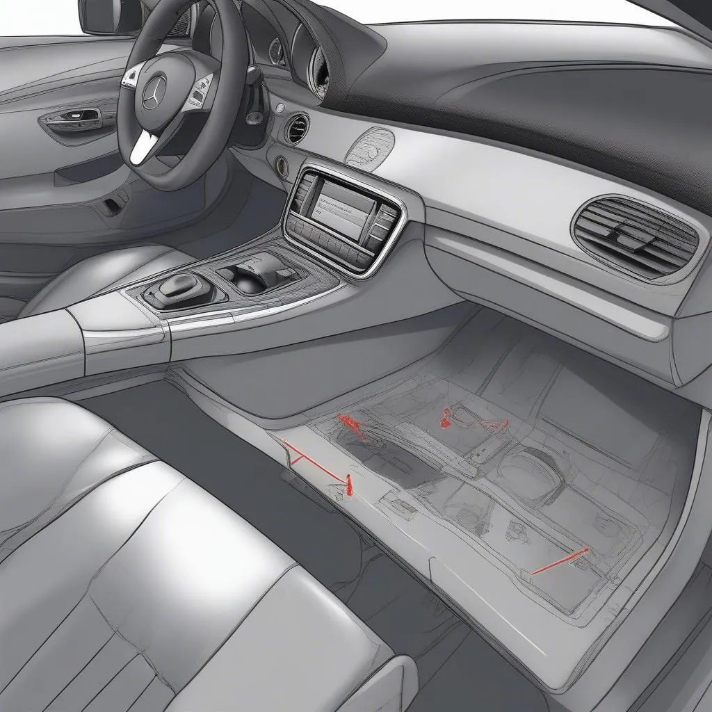 Emplacement de la prise OBD sur une Mercedes SLK 230