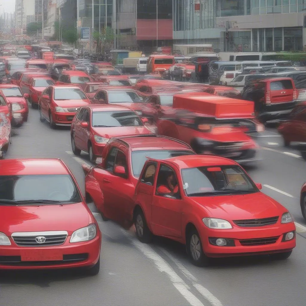 Metro car in traffic