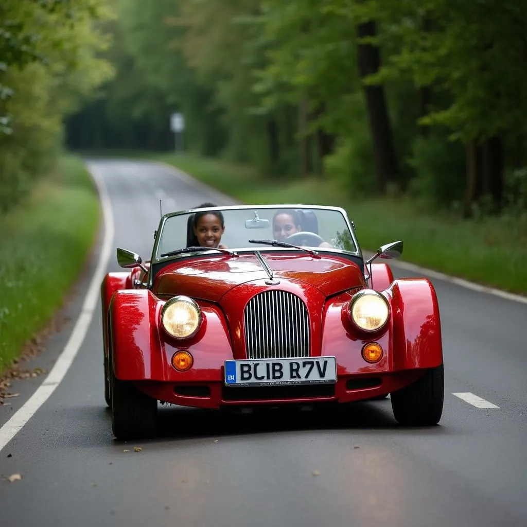 Morgan Aero 8 sur une route de campagne