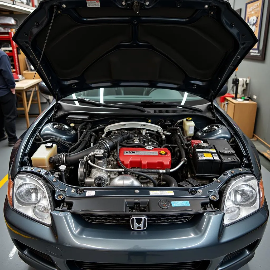 Moteur Honda Prelude avec outils de mécanique