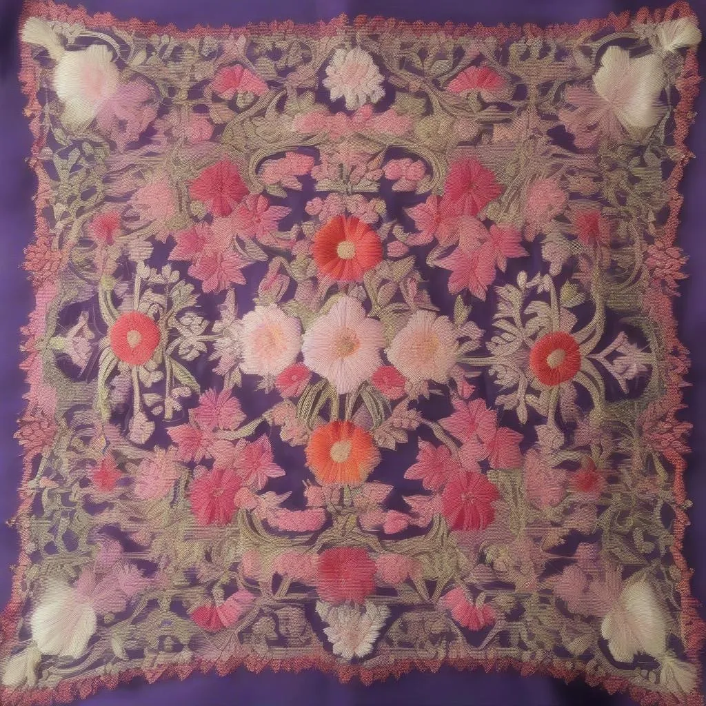 Nappe d'autel brodée de fleurs avec un point de croix délicat