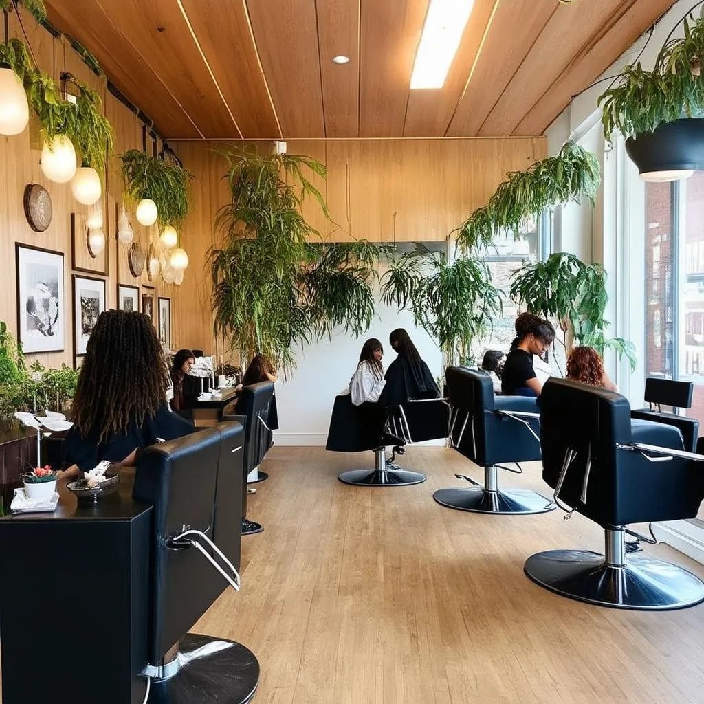 Salon de coiffure naturel intérieur