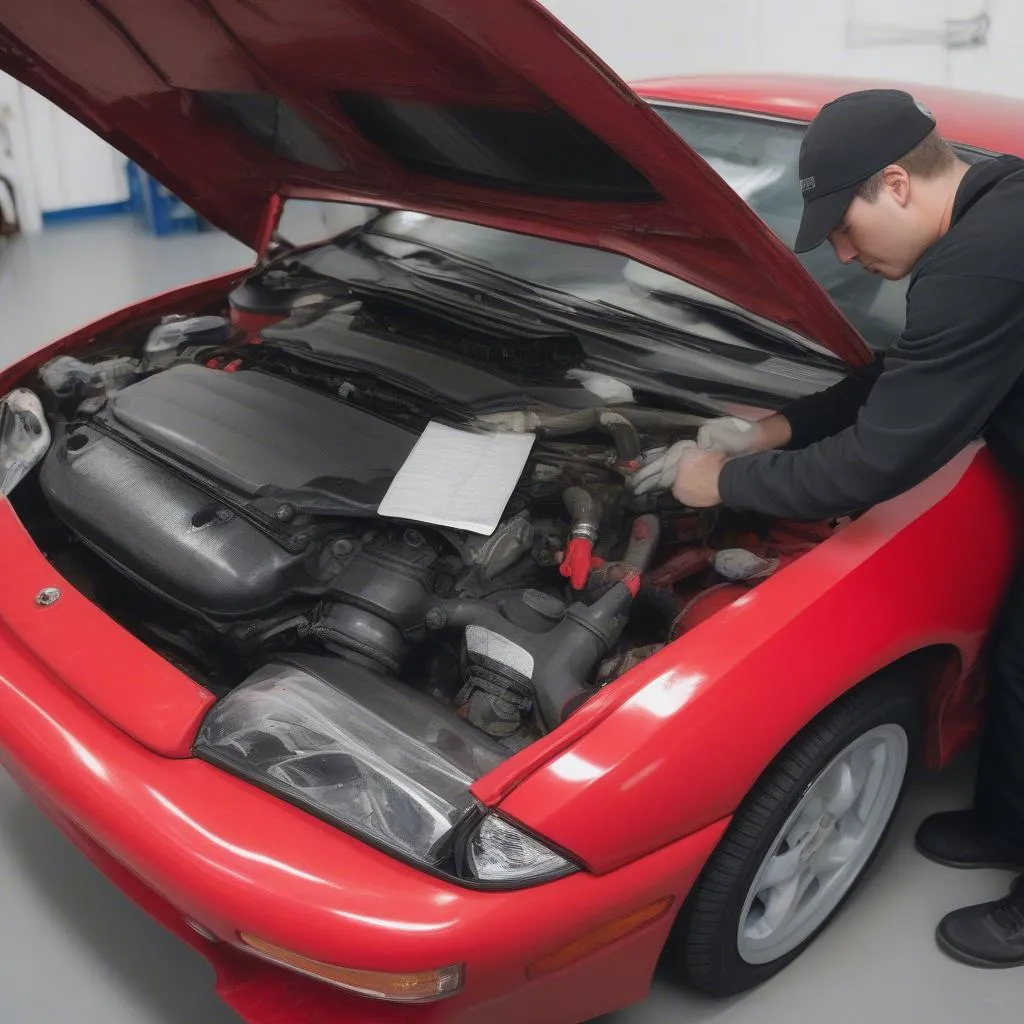 Mechanic Working on a Nissan 240SX