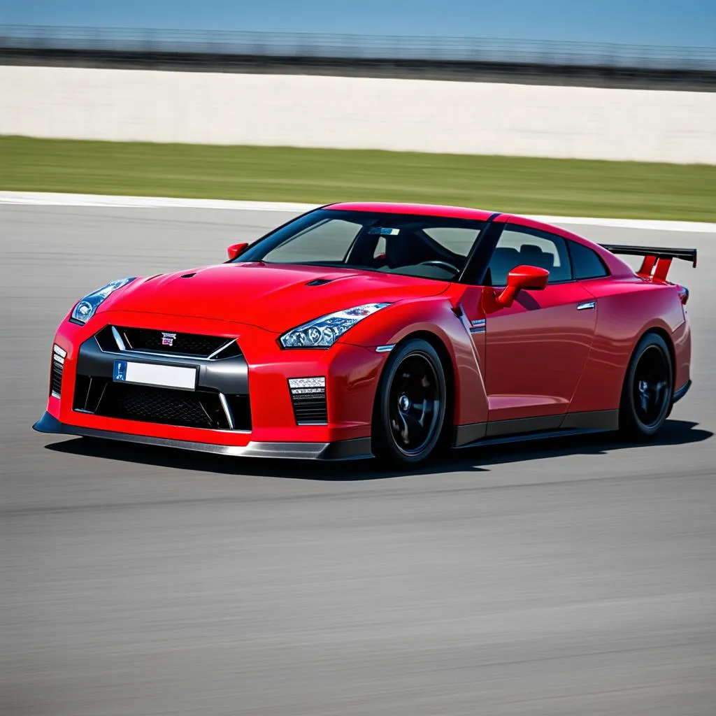 Nissan GT-R on a race track