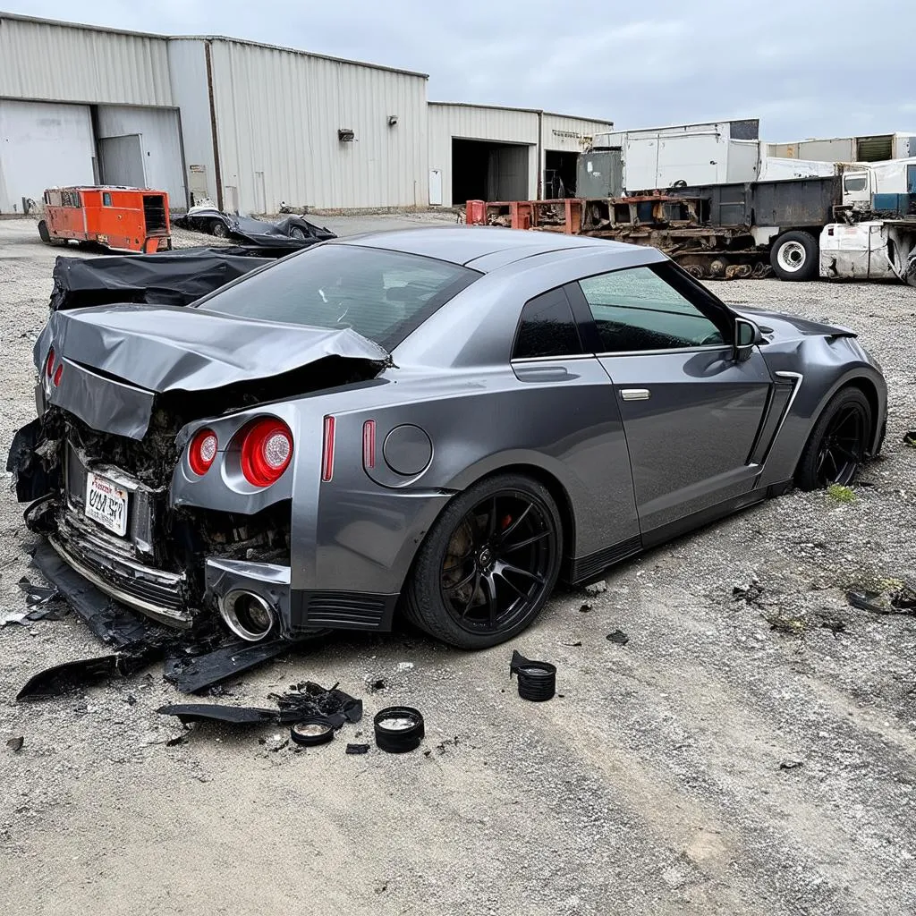 Nissan GTR crash scene