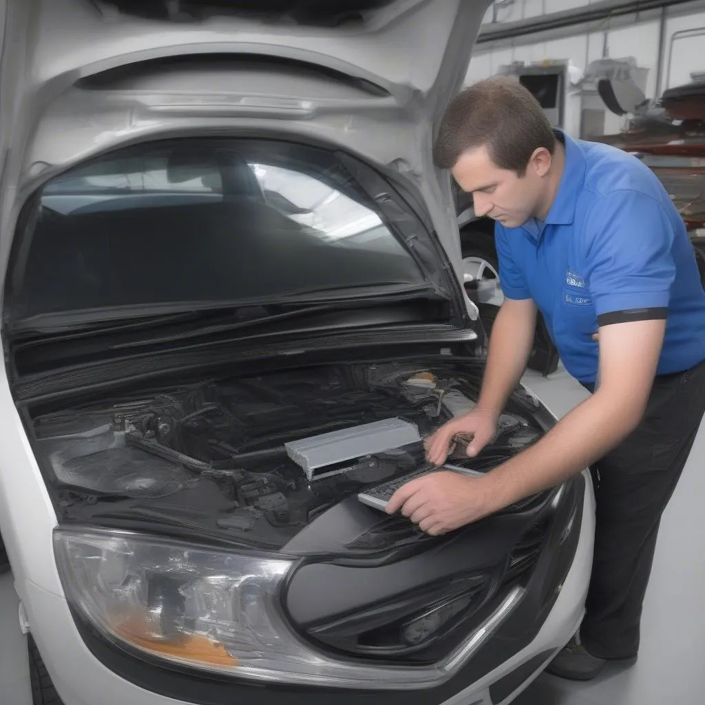 Un technicien utilisant le nouveau Tis pour diagnostiquer les problèmes d'une voiture européenne