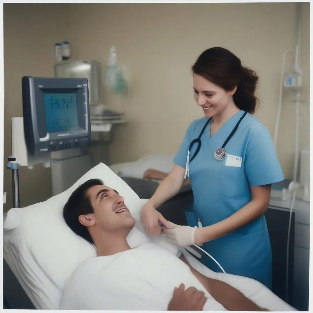 Nurse checking vital signs