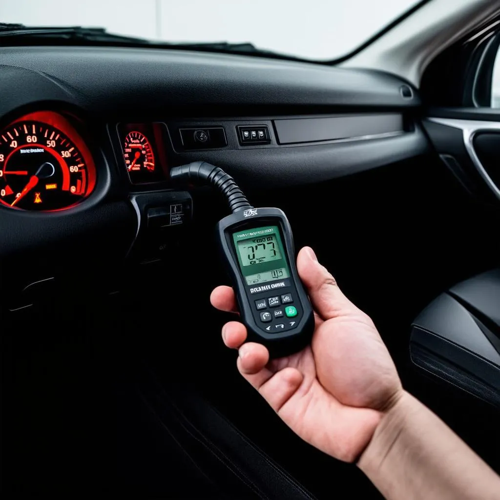 OBD Scanner connected to a car's OBD port