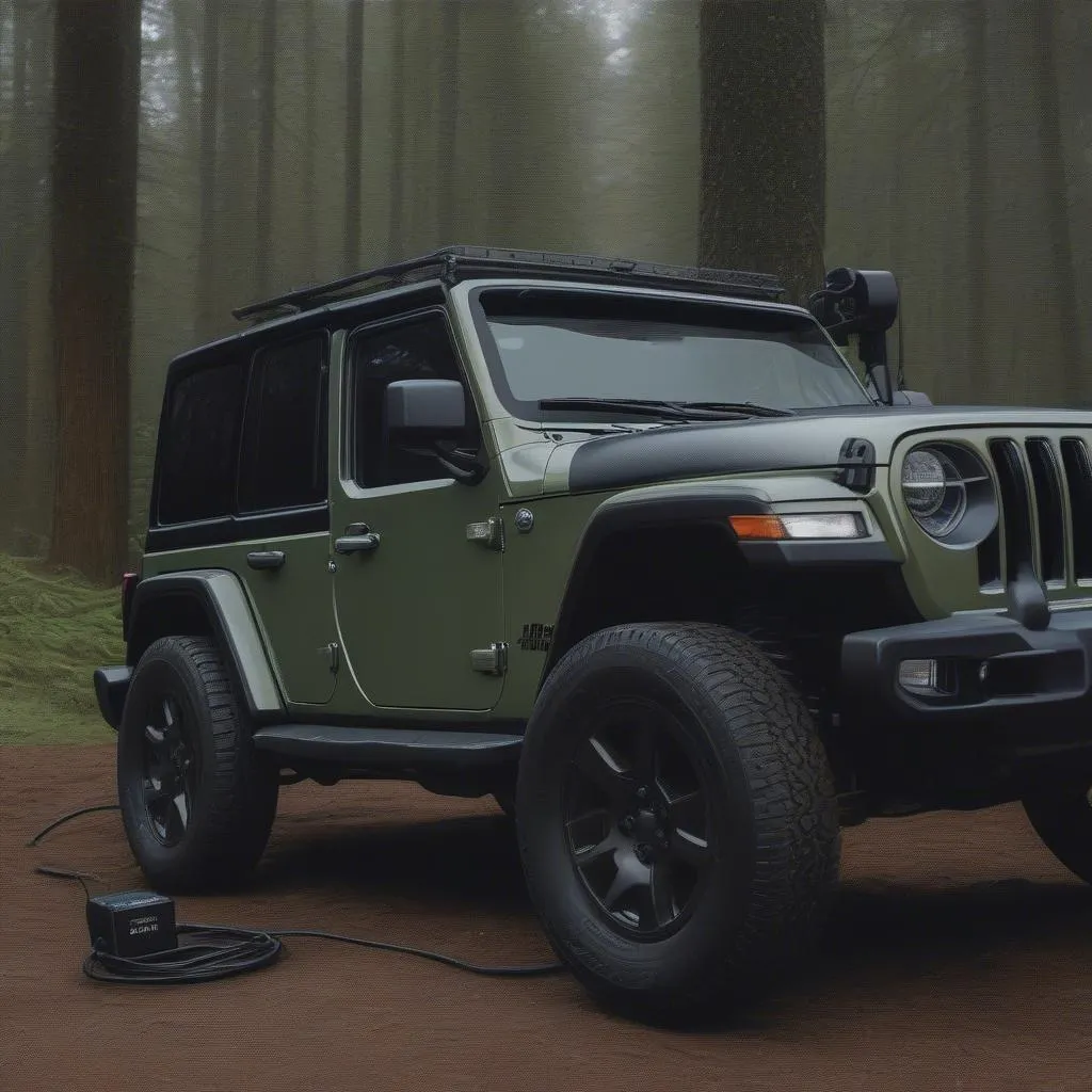 obd scanner connected to jeep wrangler