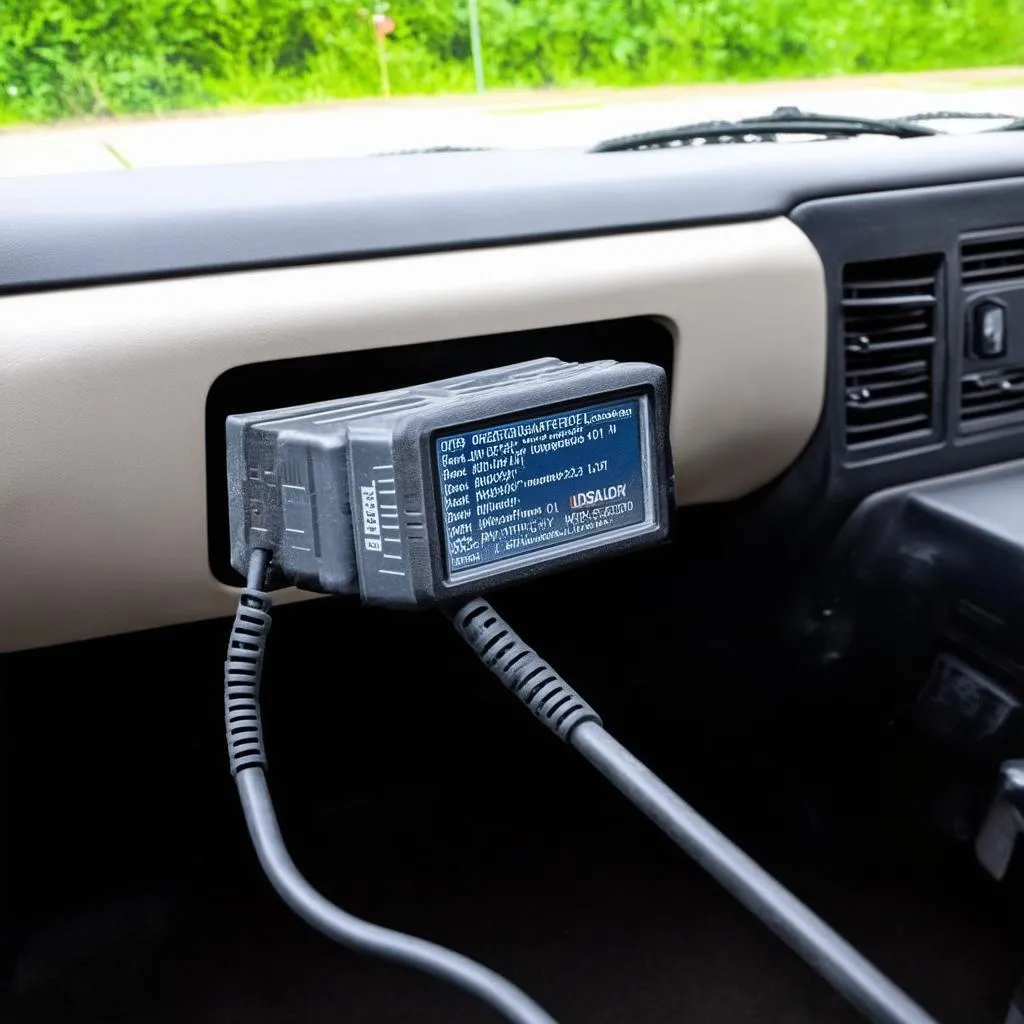 OBD2 scanner plugged into a Chevrolet S10