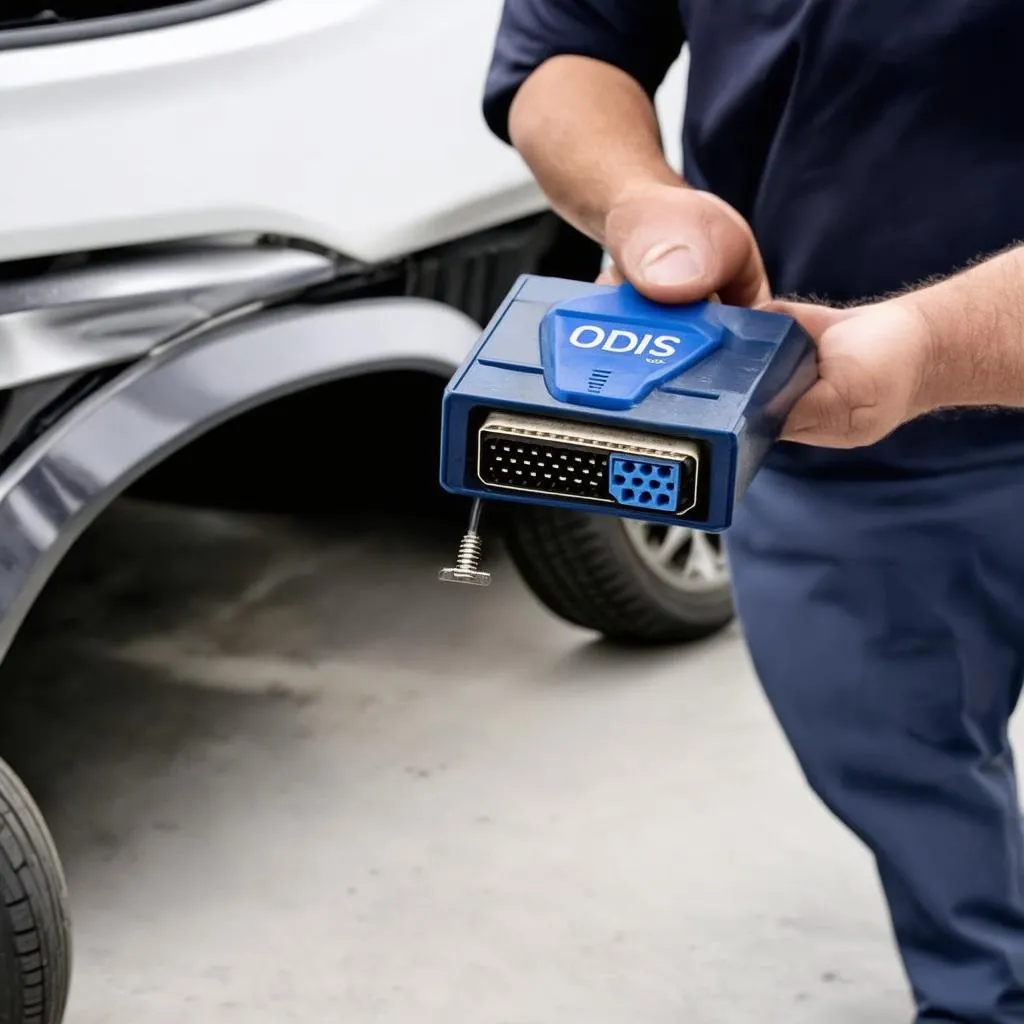 ODIS OBD Adapter kết nối với cổng OBD-II của xe hơi