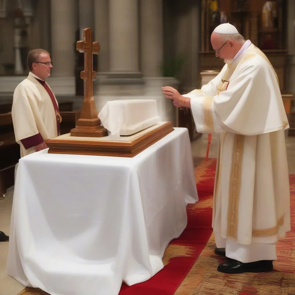 L'onction de l'autel avec le saint chrême