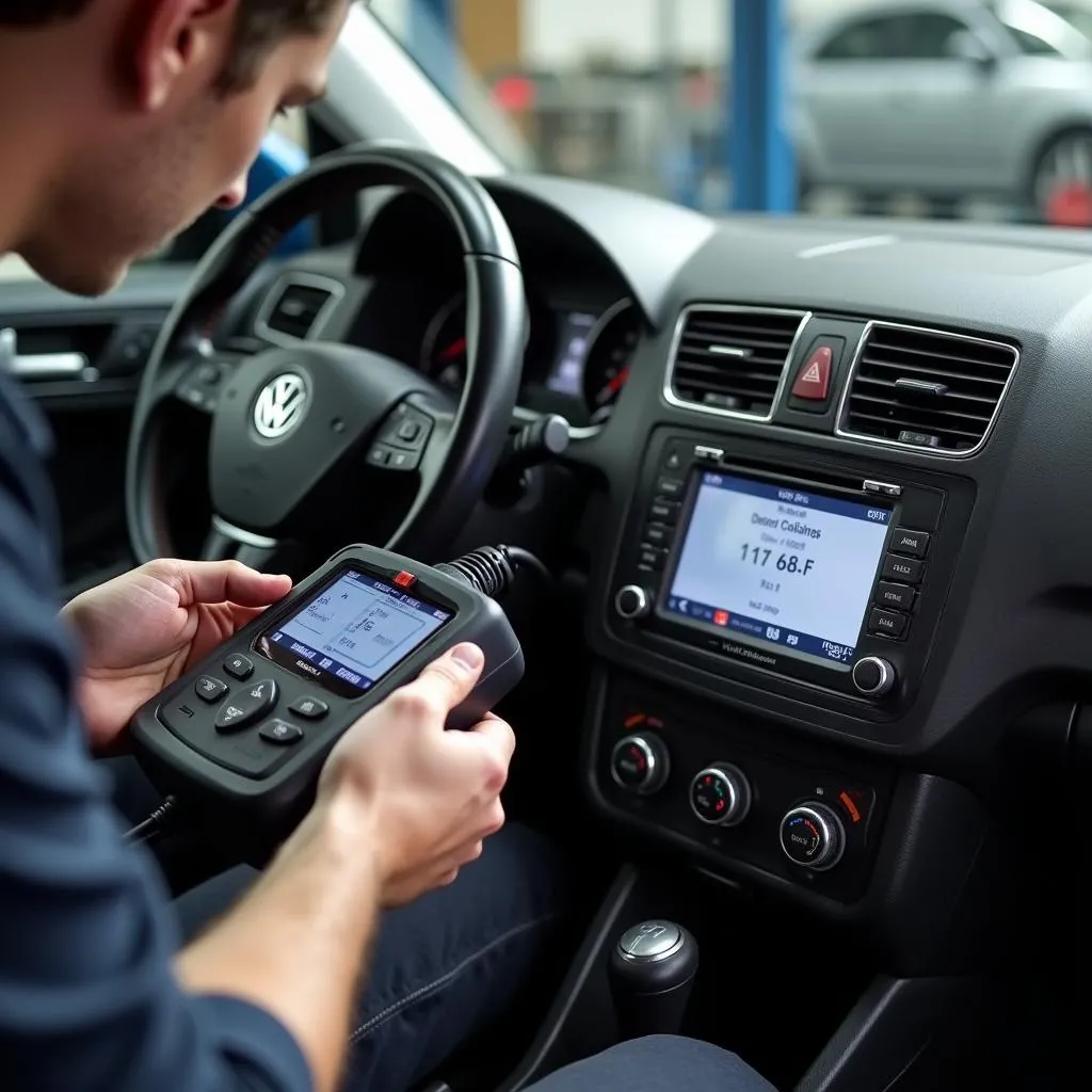 Outil de diagnostic OBD connecté à une VW Tiguan