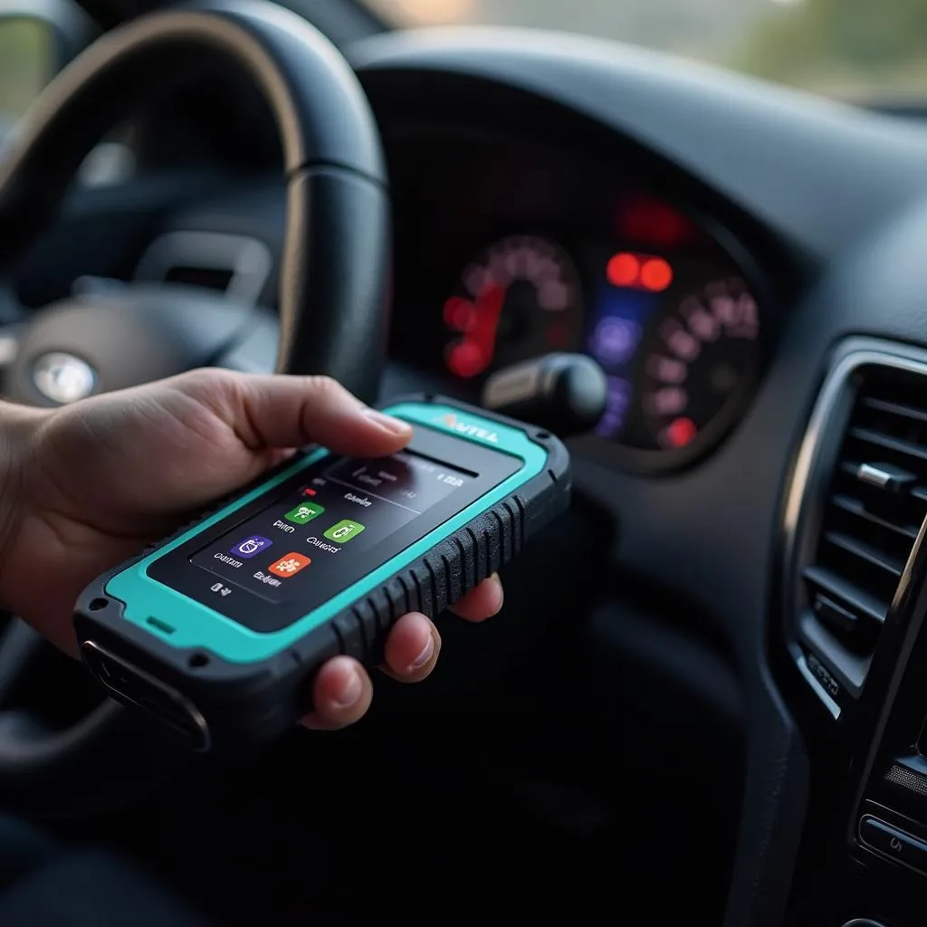 Outil de diagnostic Autel branché sur une voiture