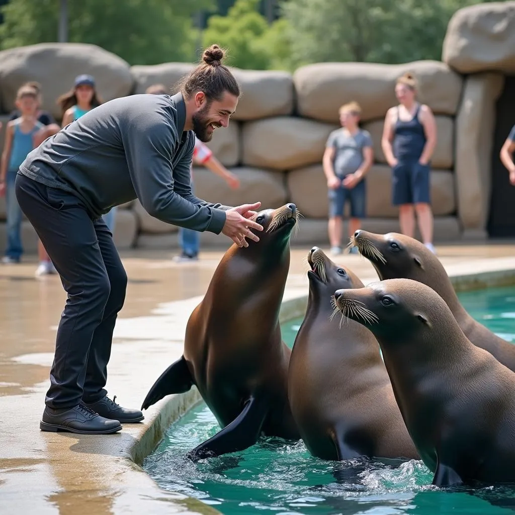 Spectacle d'animaux au parc d'attraction de Saint-Laurent-des-Autels