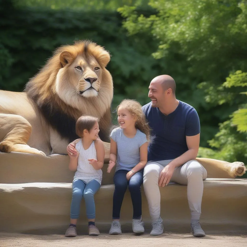 A family enjoying their day at Natural'Parc Zoo-Attractions Saint-Laurent-Des-Autels