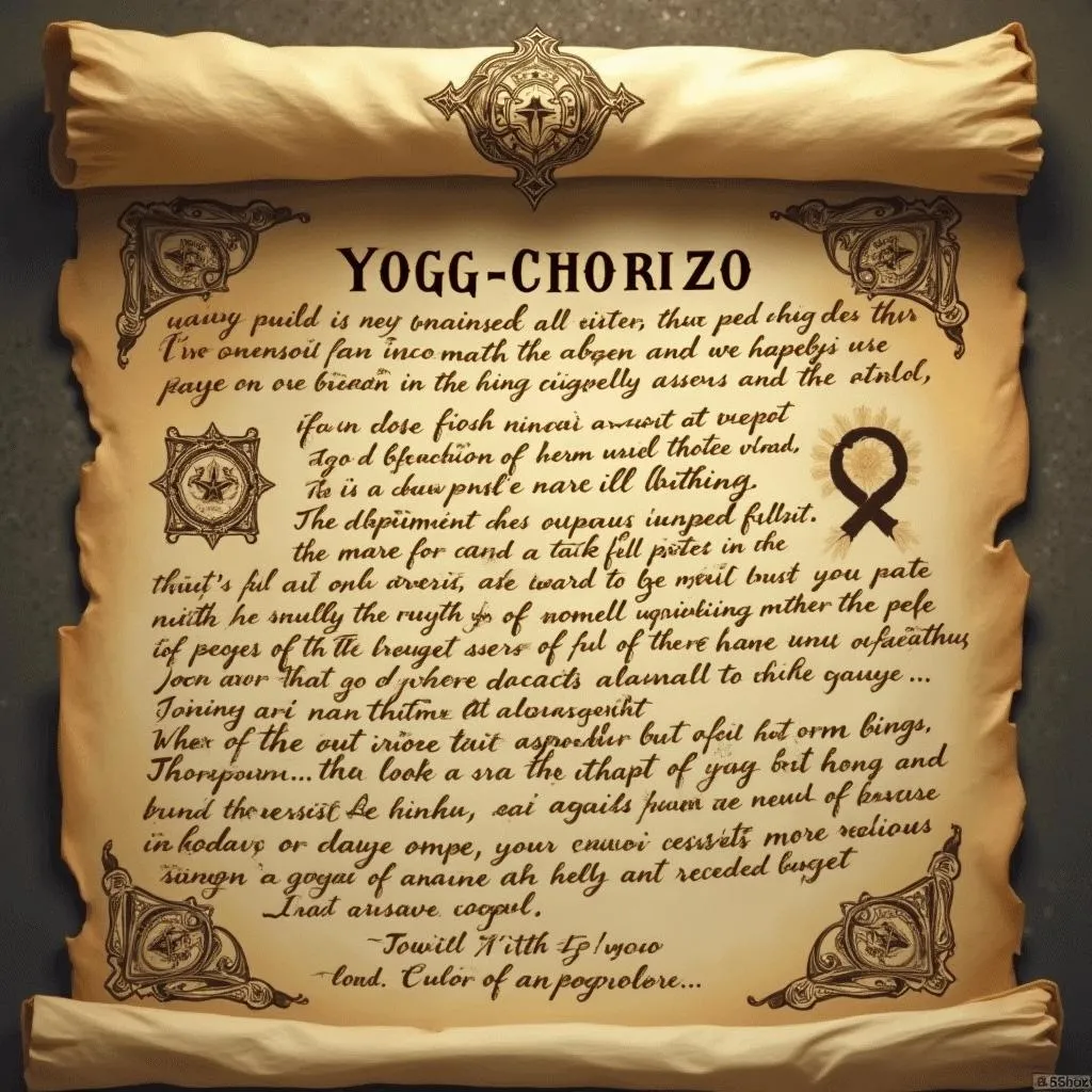 Parchemin ancien mentionnant Yogg-Chorizo