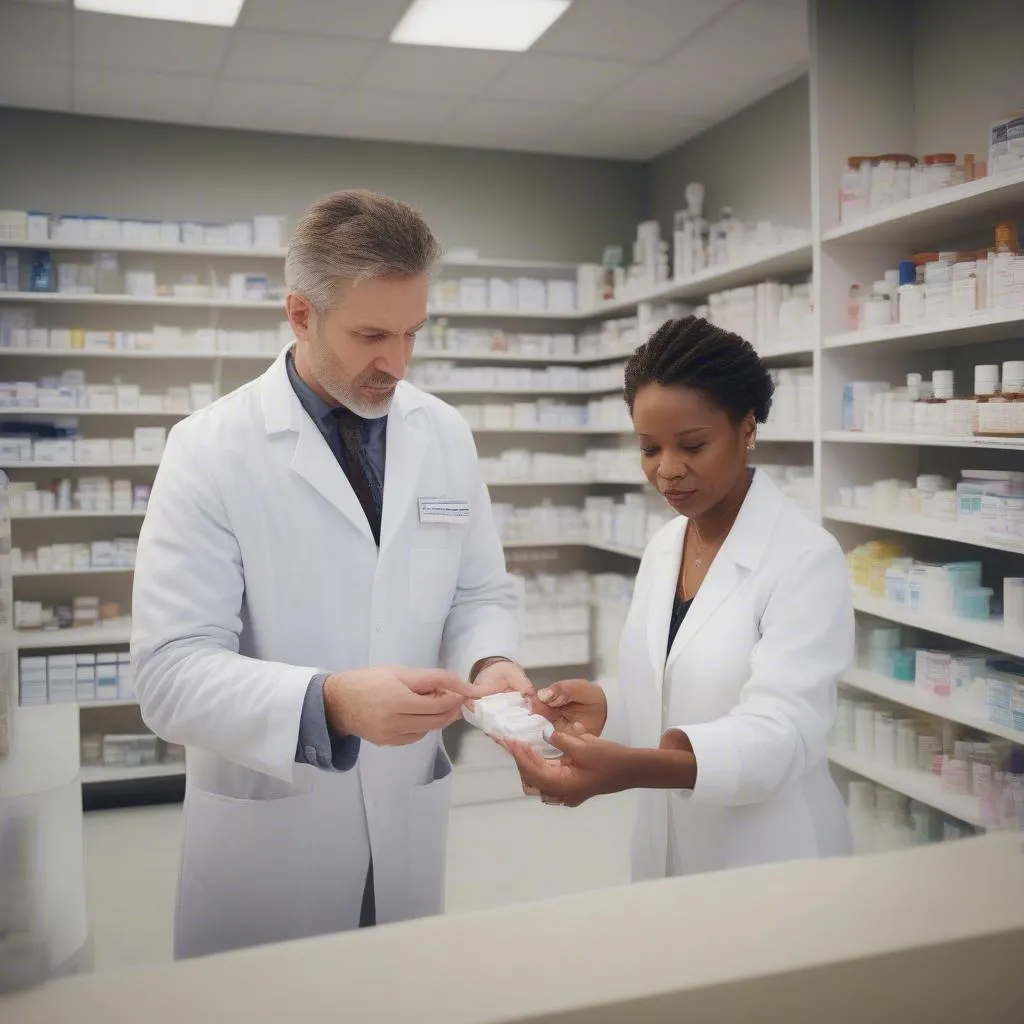 Pharmacist dispensing medication