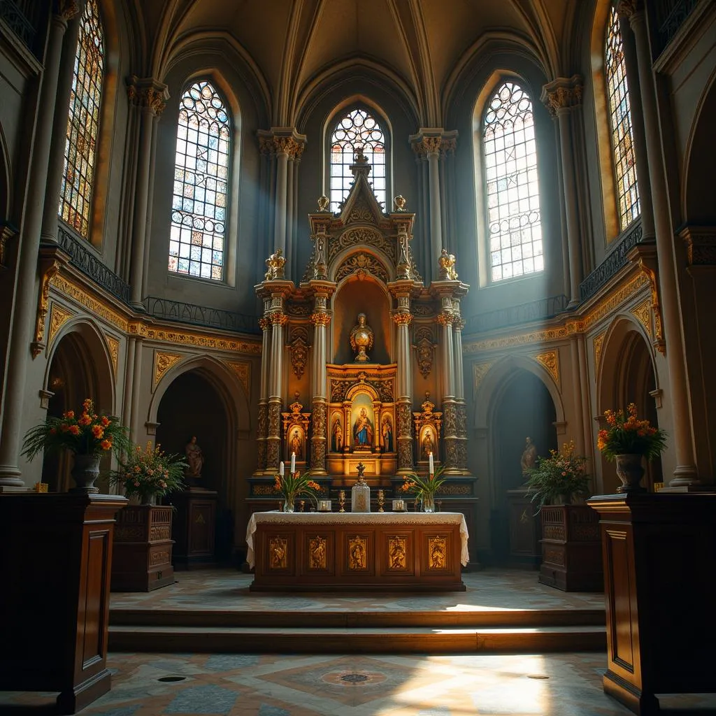 Photo d'un maître-autel dans une église ancienne